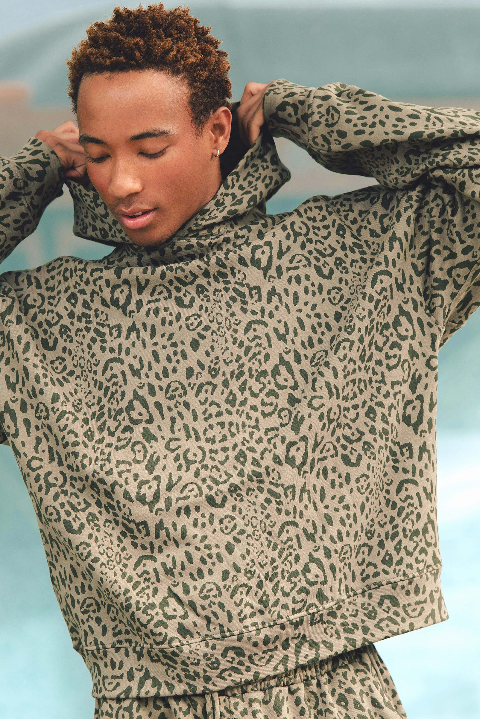 Heart Club Hoodie (Five X Blake) Olive Cheetah | Five The Label