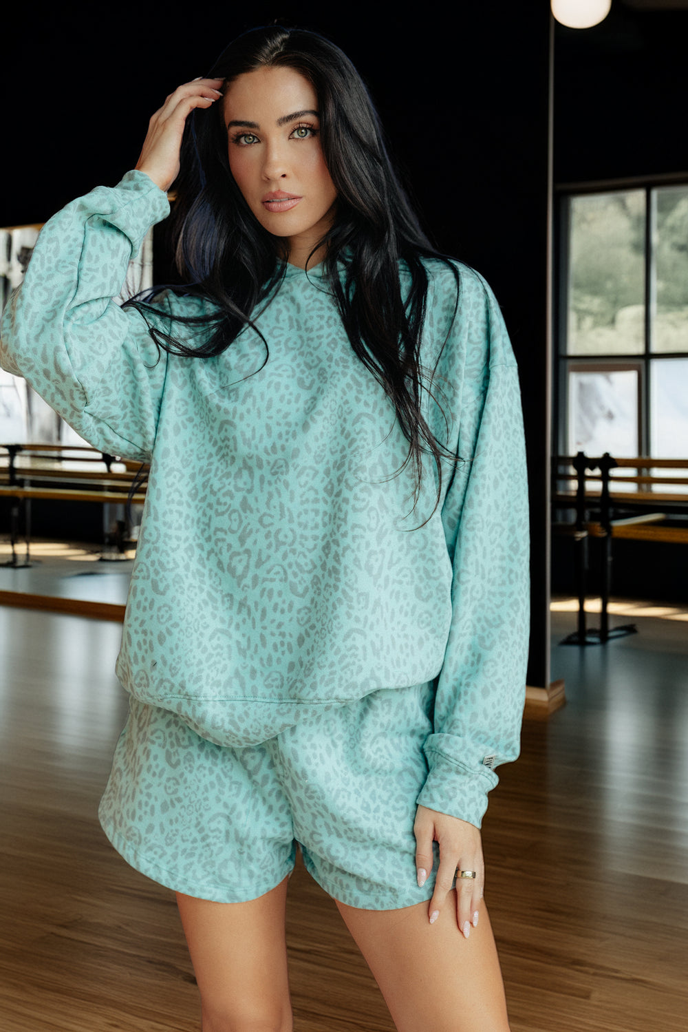 Heart Club Hoodie (Five X Blake) - Blue Ash Cheetah