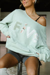 Custom Floral Five Off The Shoulder Sweatshirt