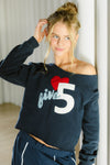 Custom Heart Five Off The Shoulder Sweatshirt