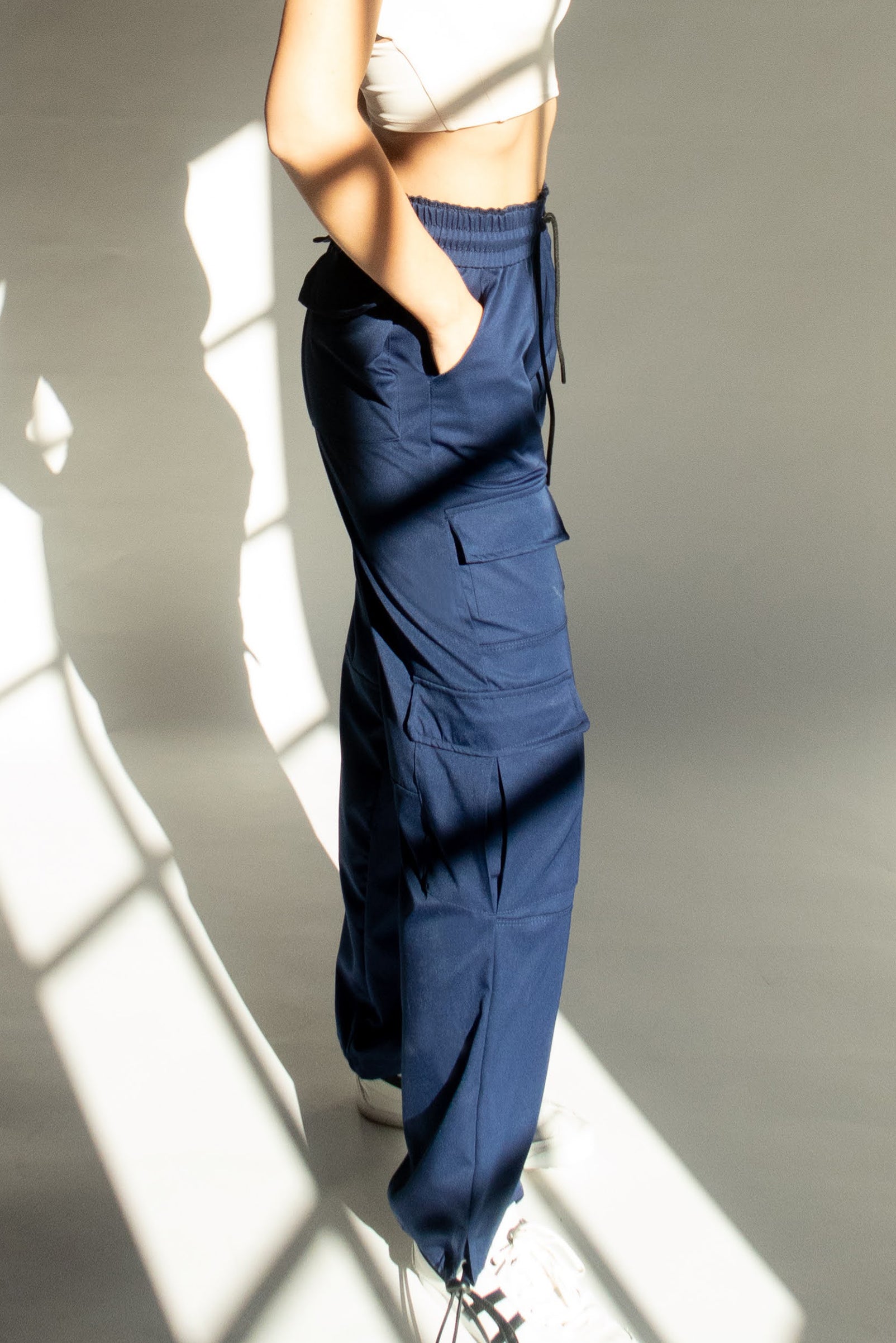 Women's Navy Blue Cargo Pants for Dance